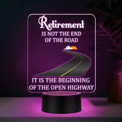 Engraved Retirement Quote Night Lamp with 7 Color Changing Light Retirement Gift for Teacher Mom Dad Colleagues & Boss